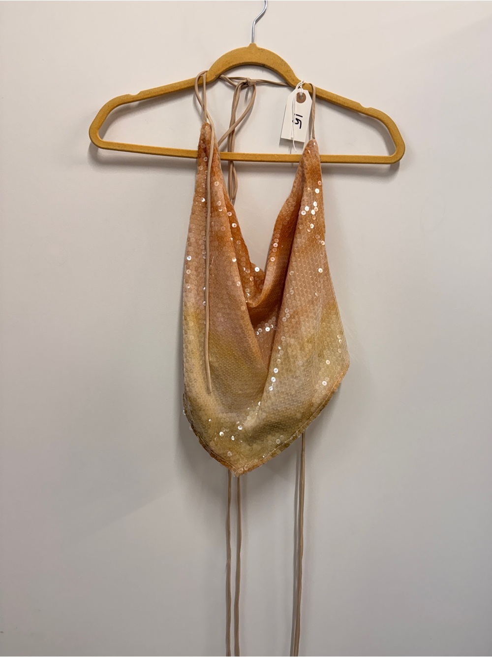 ASOS Sequined Ombre Halter Top in Gold and Peach